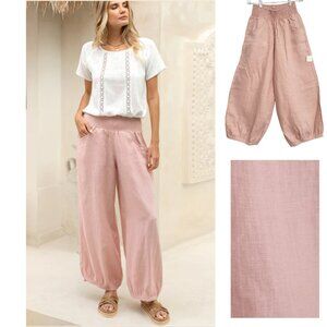 Nomad The Label Sadhu French Linen Pants -Dusty Pink XS AU-NZ, US 4, Regular NWT